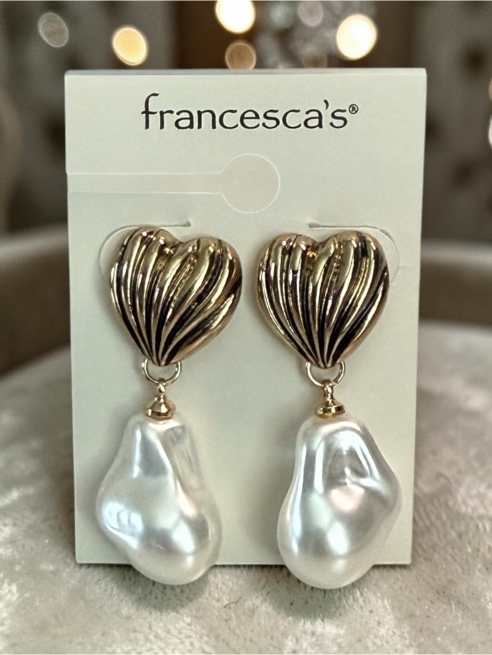 Gold Heart Drop Earrings